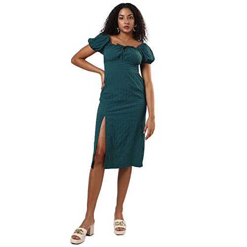 Image of PINACOLADA Women's Solid Dress for Casual Wear | Regular Sleeve | Quality Stretchable Fabric | Dress Crafted with Enhanced Stretch and Comfort Fit for Everyday Wear