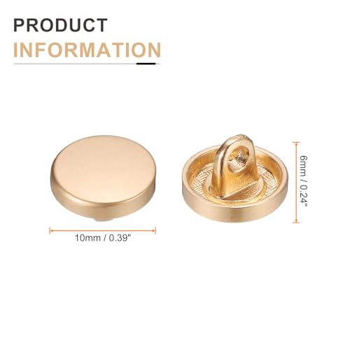 HARFINGTON 10pcs Metal Flat Button, 10mm Round Metal Sewing Button Alloy Shank Replacement Button for Men Women Suit Woolen Coat Shirt Jacket Trousers Sewing Crafts, Mist Gold by HARFINGTON - Used condition - Image 2