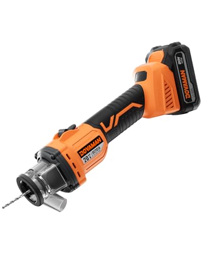 DOVAMAN DCT01A Fraiseuse pour Plaques de Plâtre 20V, Aspiration des Poussières à 98%, Moteur Brushless, 30 000RPM, Changement de Fraise Sans Outil, Profondeur Réglable, LED, avec Sac et Batterie