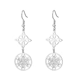Metatron-Würfel Hexen-Knoten-Ohrringe Keltische Triquetra Dreifaltigkeit Nudo De Bruja Heilige Geometrie Wicca-Siegel des Erzengels Talisman-Schmuck Irische Geschenke für Frauen (Silber 1)