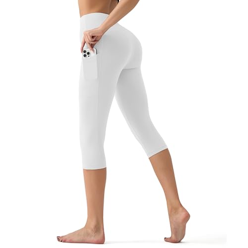 Image of YUDSUD High Waisted Leggings for Women with Pockets - Tummy Control Capris Yoga Pants for Workout Running Athletic Cycling