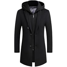 APTRO Mens Wool Trench Coat Winter Hoodie Coat Premium Business Wool Jacket