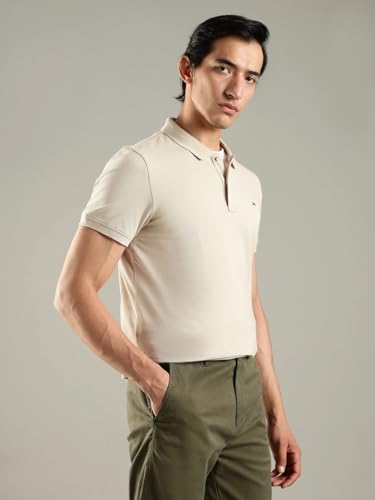 Image of Solid Slim Fit Cotton Polo T-Shirt