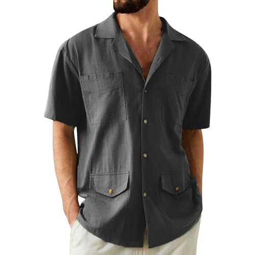 Chemise hawaïenne coton homme avec poches cargo pour l'été et les vacances