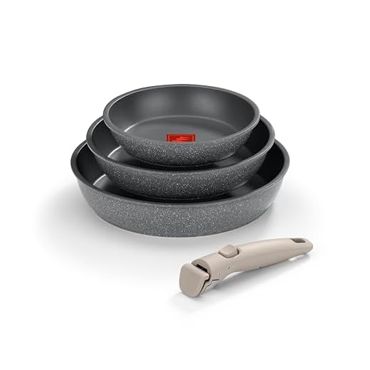 Monix One Click Pietra | Set 3 sartenes apilables, 20-24-26 cm, Antiadherentes, Mango desmontable, Indicador Temperatura Thermonix, Sin PFOA, Apta para todo tipo de Cocinas