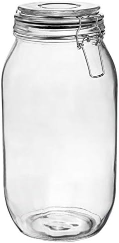 3X 2000ml (2 Litre) Clear Glass Storage Jars with Black Airtight Silicone Seal and Metal Clip Lids - 70.3oz Large Empty Kitchen Containers - by Argon Tableware