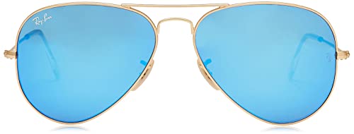 Ray-Ban Women's Rb3025 Classic Aviator Sunglasses, Matte Gold/Grey Mirror Blue, 55 Mm #TOP1