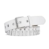 Design punk : cette ceinture classique à rivets pyramidaux punk rock se compose d'une ceinture en cuir synthétique à boucle noire avec des boucles argentées cool et de trois rangées d'incrustations métalliques en forme de pyramide, qui mettent en valeur le style rock punk.