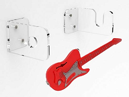 Electric Guitar Sideways Wall Mount Acrylic Guitar Accessories Guitar Hanger Display Electric Guitars Bass Ukulele(1 Pair Clear)