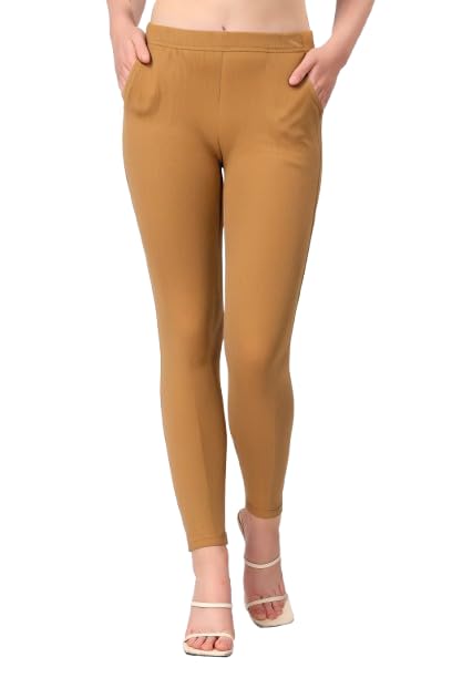 Image of Saundarya Pocket Leggings Slim fit Ankle Length uper Comb Stretchable Premium Cotton Lycra Leggings with 2 Pockets