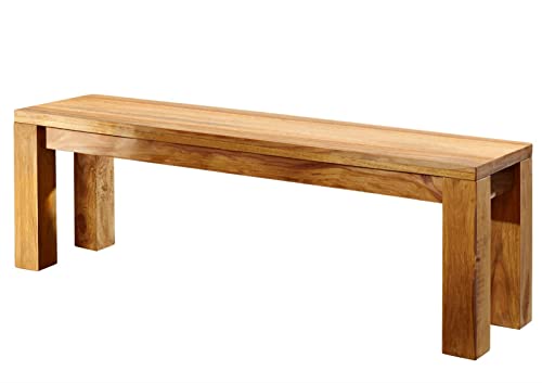 MASSIVMOEBEL24.DE Palisander Holz Möbel massiv geölt Bank 140x35 Sheesham Massivmöbel Holz massiv braun Nature Brown #101