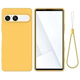EasyShow Coque Compatible Sony Xperia 10 VII, Silicone Liquide Cas Gel Antichoc Caoutchouc de Anti, Housse Doublure Douce en Tissu Microfibre, Étui pour Sony Xperia 10 VII (Jaune)