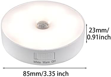 Erthree 3pack Motion Sensor Dimmable LED Night Lights Indoor, Under Stairs Light, USB Rechargeable Wireless Wall Light for Hallway, Stairs, Under Cabinet, Cupboard, Wardrobe, Closet, Kitchen(White)
