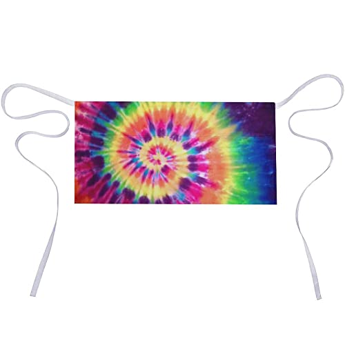 Tie Dye Half Waist Apron with 3 Pockets Adjustable Chef Cooking Serving with Long Strap Aprons for Women Men Kitchen Restaurant