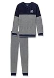 Schiesser Jungen Frottee Schlafanzug Lang Pyjamaset, grau 2, 140