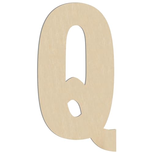 Letra de madera grande de 17 pulgadas, letra Q de madera grande de 1/4 pulgadas de grosor para decoración de pared y manualidades