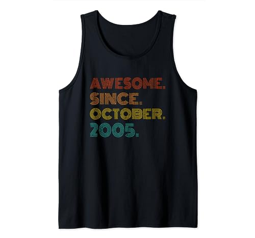 Awesome Since October 2005 Birthday Idea Men Women Vintage Camiseta sin Mangas