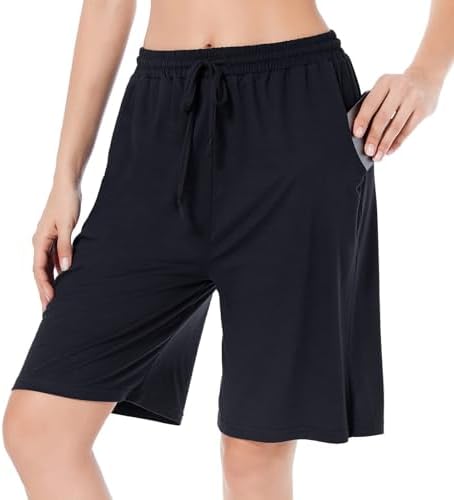 CULAYII Womens Bermuda Shorts Long Basketball Shorts for Women Athletic Comfy Lounge Yoga Knee Length Shorts with Pockets
