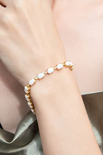 B. BRILLIANT Synthetic White Opal Tennis Bracelet #TOP21