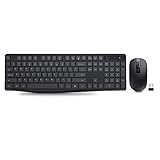 Wireless Keyboard and Mouse Combo, Smart Auto-Sleep, Fast Slim Cordless Computer Keyboard Full Size, On/Off Switches, 3 Indicators, Ergonomic Silent Mouse 800-1600 DPI, Unifying USB Receiver
