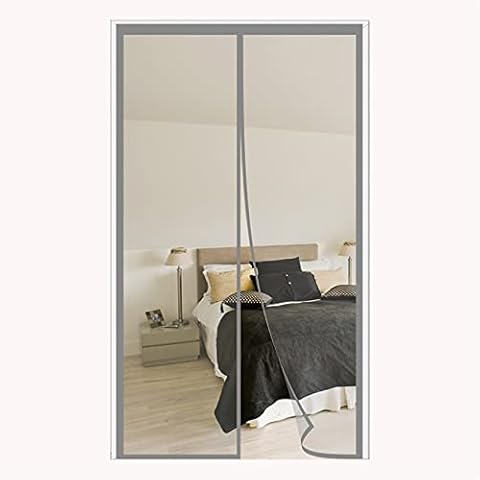 FANGJIE Magnetic Fly Screen Door 75x235cm Keep Bugs Out Lets Fresh Air in Curtain Fly Screens Fly Screens Top-to-Bottom Seal Automatically for Front Door and Home Outside, Gray Cover