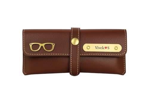Image of Boys Leather Personalized Wallet Set with Keychain and Glasses Case Combo Gift for Friend, Boyfriend,Husband,Father, Son | 3-Piece Gift Set, Brown