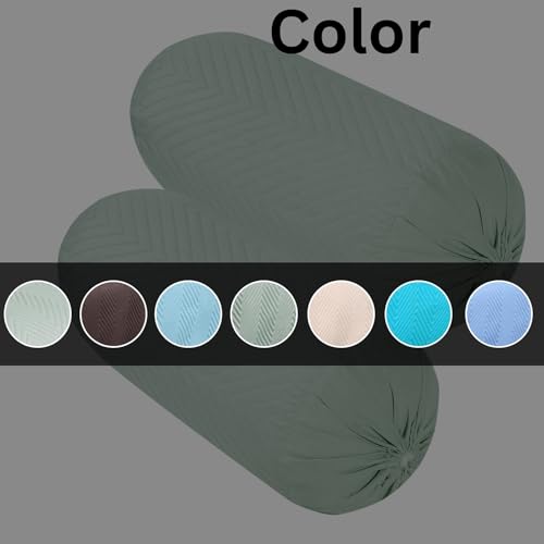 Image of RD TREND Glace Cotton Quilted Bolster Cover Size-16x32 Inches | Soft & Durable Cylindrical Pillow Cover for Bolster Pillow | Perfect for Sofa, Diwan,Couch & Bed Decor (Peista Green)