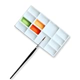 Porcelain Watercolor Palette, Ceramic Artist Paint Palette, Watercolor Mixing Tray for Watercolor Gouache Acrylic Oil Painting (8 * 4.5'' 14-Well Rectangle)