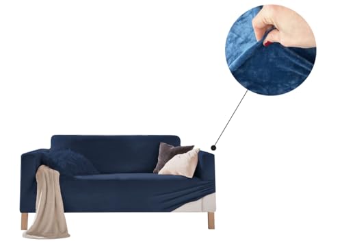 Biancheriaweb Copridivano Elasticizzato Effetto Velluto Modello Morbidissimo Colore Blu 2 Posti Blu - 2