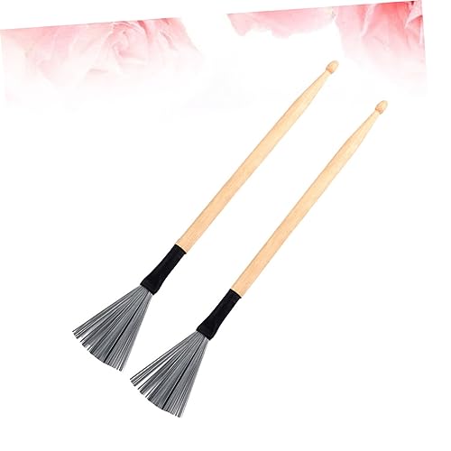 2 piezas de baquetas de madera y cepillos de alambre de acero para batería, accesorios versátiles para principiantes y profesionales para diversos estilos musicales miniatura 5