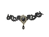 Charm.L Grace Black Flower Lace Gothic Lolita Beads Pendant Choker Necklace