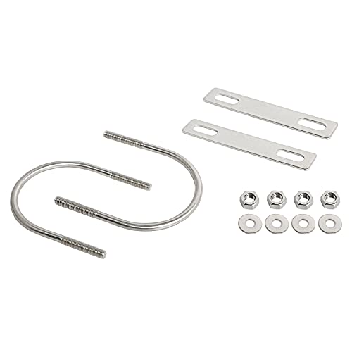 Image of Round U-Bolts 3.5 Inch (89mm) Inner Width M8 Thread 304 Stainless Steel Silver with Plates Nuts Flat Washers for CarRVTrailer Bumper, 2Pcs, M8x89mm