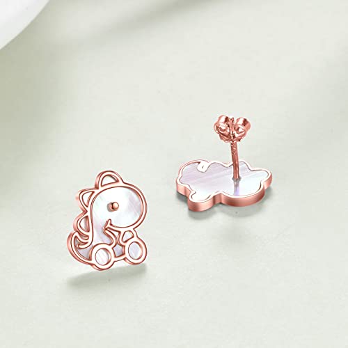 Dinosaur Earrings For Women 925 Sterling Silver White Shell Dino Stud Earrings Animal Cute Stud Lovely Jewelry Gifts For Teen Girls Daughter #TOP2