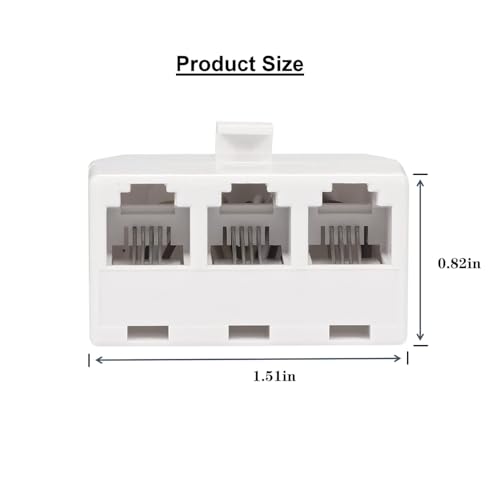 Menewstart 3 Way Telephone Splitter Wall Jack Adapter, 4 Pack, White, 1 Male to 3 Converter Cable RJ11 6P4C Telephone Adapter and Separator for Landline onto Wall Jack, Applied for Phone, Fax, Modem