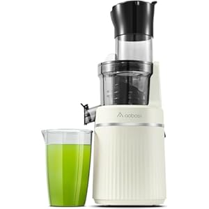 Aobosi Slow Juicer with 80 MM Large Feed Chute for Whole Fruit and Vegetable,200W Cold Press Juicers with Two-layer Filter,Safety Lock,Yellow