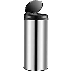 Monzana Cubo de Basura Tapa Automática con Sensor de Movimiento Plata Pantalla LED 40L Acero Inoxidable