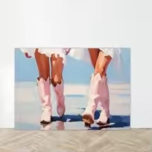 Toile imprim&eacute;e coastal cowgirl grand format 70x90cm sans cadre