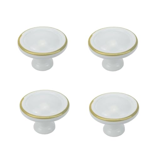 FIOLIRTL Maçaneta de porta 4 peças armário de casa armário maçaneta de porta liga de alumínio cabeça redonda acessórios de um único orifício ouro branco