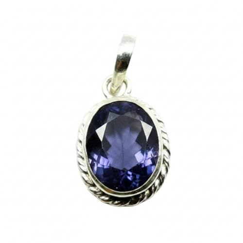 Pendentif argent homme pierre naturelle 5 carats collier masculin haut de gamme