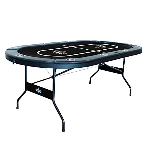 Hot Hand Poker Supply | Water-Resistant Speed Felt | 10 Player Folding Poker Table | Portable | Easy Storage | No Assembly Required | 84   L x 42   W x 30   H | Black(HHPBLCK2)