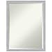 Amanti Art Beveled Wall Mirror (26 x 20 in.), Grace Brushed Nickel Narrow Frame - Bathroom Mirror Silver, Medium