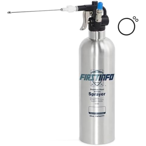 FIRSTINFO A1636 Patented Max. Pressure 110 psi / 650ml Stainless Steel Canister Aerosol Refillable Fluid Spray Can/Pneumatic Compressed Air Sprayer Cover