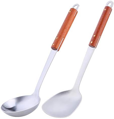 Dinnerware 2Pcs/Set Wood Handle Soup Truner Cooking Tool Sets Kitchen Utensils Stainless Steel Kitchen Utensils Sets Kitchen Gadgets Tools Set