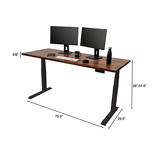 Image of Stand Up Desk Store Solid Wood Top Electric Adjustable Height Standing Desk with Programmable Memory (Black Frame /Solid Walnut Top, 71 inch Wide)