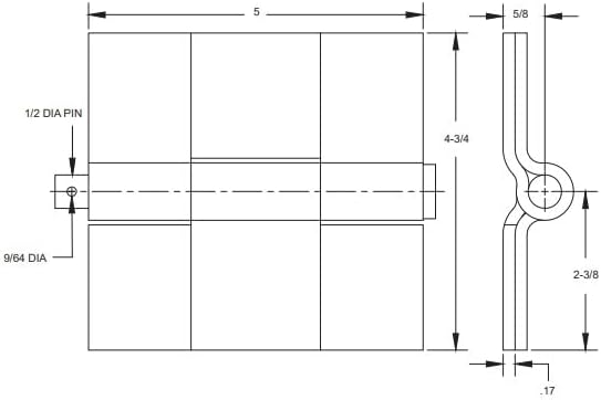 Trailer Door Hinge Aluminum Butt 5x 4.75 x .188 Heavy Gauge Welded Removable pin