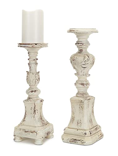 Candle Holders (Set Of 2) 13", 15"H Polyresin #TOP10