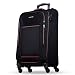 NOWI Sevilla Weichschalen Trolley L – Mittelgroßer Stoff Koffer 50L mit 4 Rollen & Zahlenschloss | Leichter Reisekoffer für Damen & Herren (Schwarz-Rot, L)