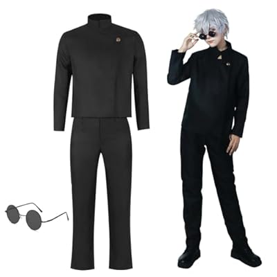 MeYuxg Disfraz de Gojo Satoru, Uniforme Escolar Chaqueta con gafas, Disfraz de Carnaval Adulto Anime Uniforme Trajes para Carnaval Halloween, Negro XL | Ya disponible en tu tienda friki favorita! En mundofriki.es!