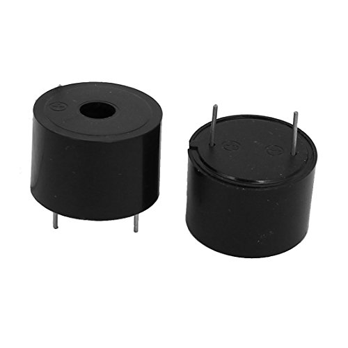Aexit 2Pcs DC12V Transducers 2 Terminals Continuous Active Electronic Buzzer Alarm Piezo Transducers Black 23mmx16mm