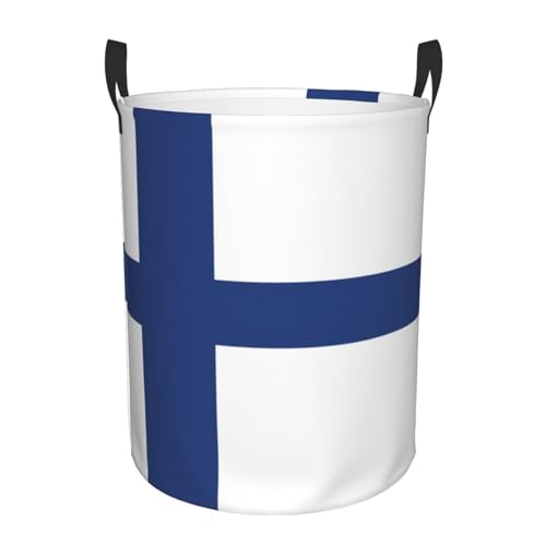 Großer Wäschekorb mit finnischer Flagge, Korb für Decke, Spielzeug, schmutzige Kleidung im Wohnzimmer, Badezimmer, Schlafzimmer